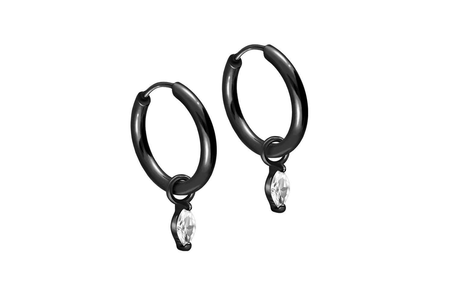 Chirurgenstahl Ohrclicker Creolen EINGEFASSTER OVALER KRISTALL von Piercingline